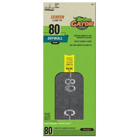 GATOR GRIT Gator 11 in. L X 4.25 in. W 80 Grit Silicon Carbide Drywall Sanding Screen 3304